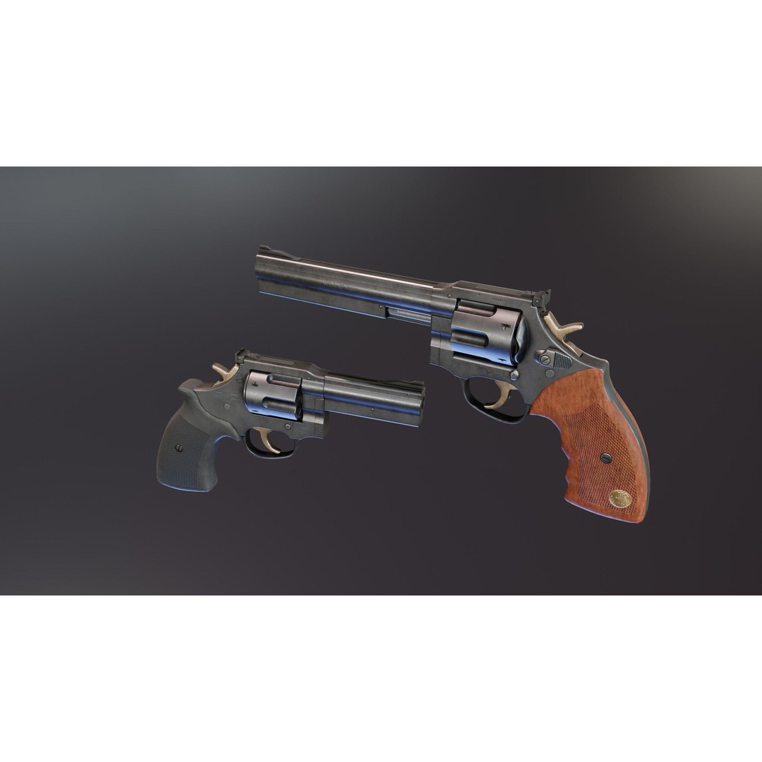 MR73 Revolver 3D Model – Low Poly Game Asset, FBX, PBR Textures - View 6