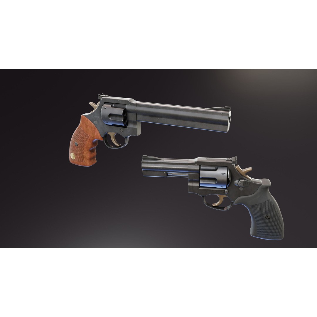 MR73 Revolver 3D Model – Low Poly Game Asset, FBX, PBR Textures - View 7