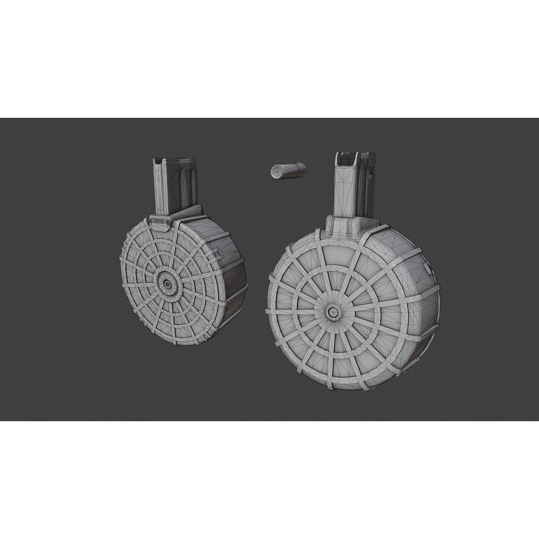 12 Gauge Drum Magazine 3D Model – Low Poly PBR Game Asset, FBX