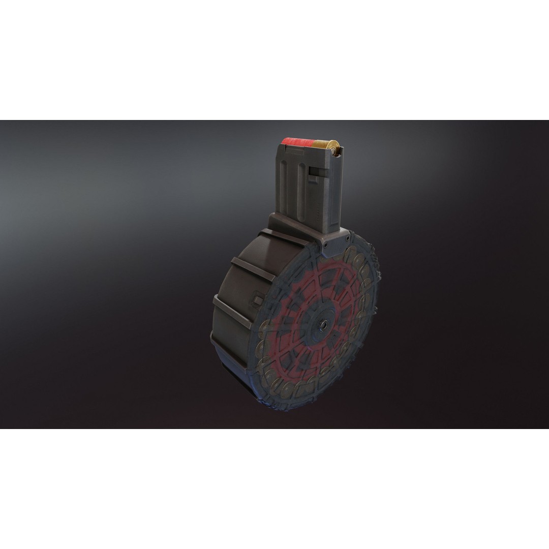 12 Gauge Drum Magazine 3D Model – Low Poly PBR Game Asset, FBX - View 4