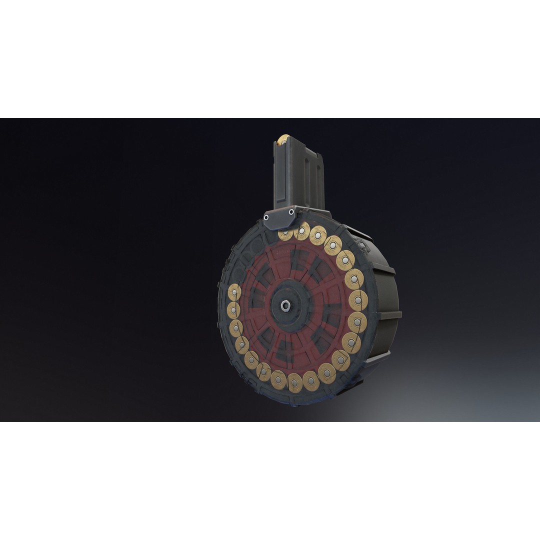12 Gauge Drum Magazine 3D Model – Low Poly PBR Game Asset, FBX - View 5