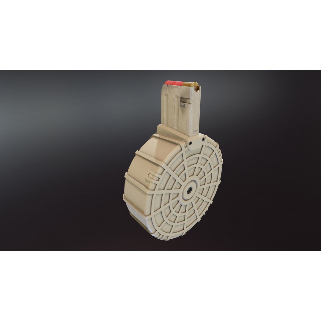 12 Gauge Drum Magazine 3D Model – Low Poly PBR Game Asset, FBX - View 7