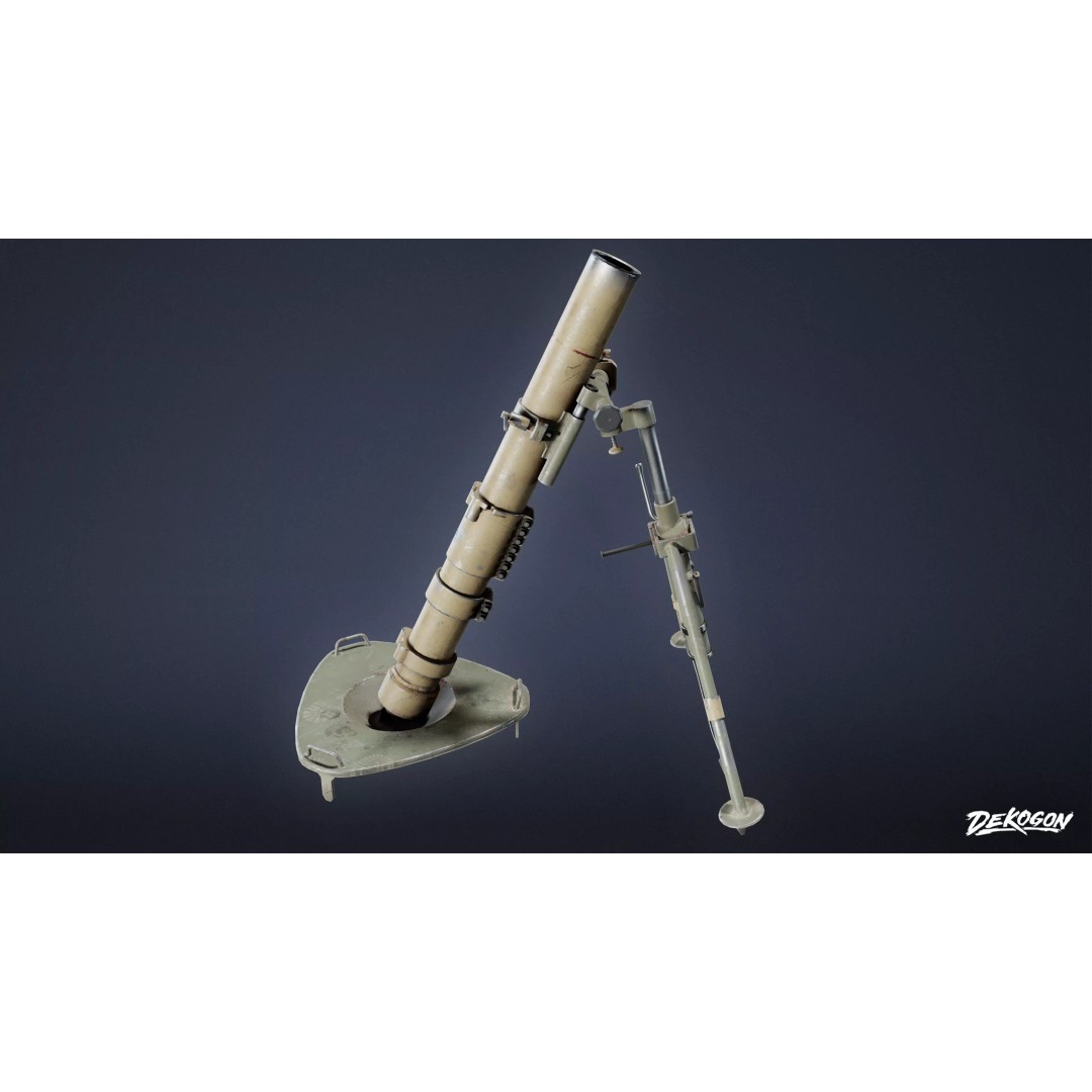 Mortar 3D Model – Low Poly Military Asset with PBR Textures, FBX - View 2