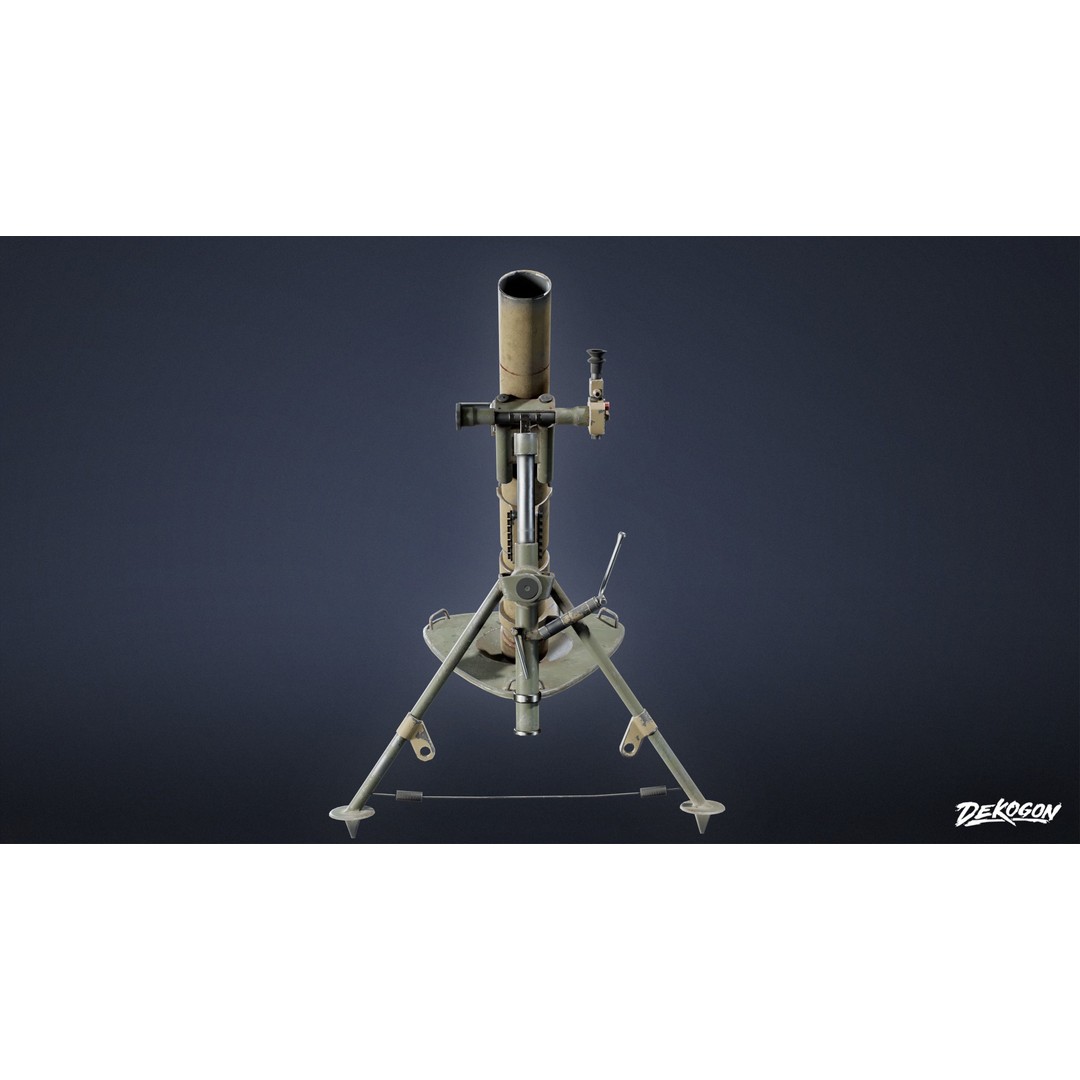Mortar 3D Model – Low Poly Military Asset with PBR Textures, FBX - View 3