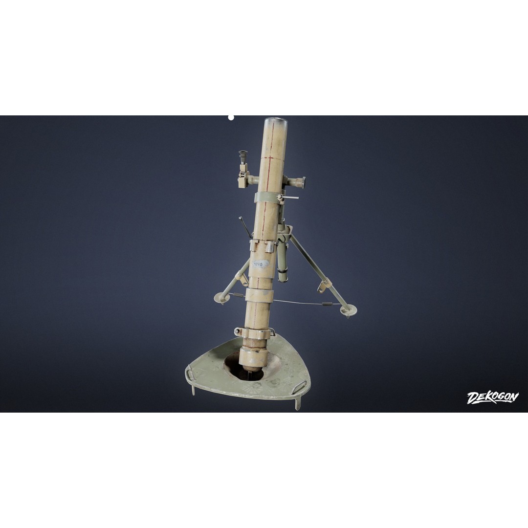 Mortar 3D Model – Low Poly Military Asset with PBR Textures, FBX - View 4
