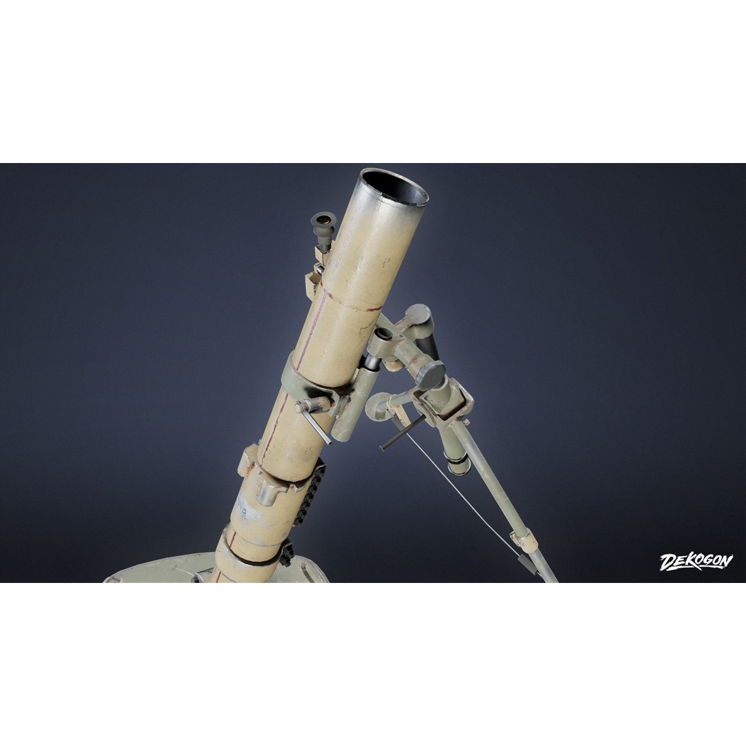 Mortar 3D Model – Low Poly Military Asset with PBR Textures, FBX - View 5