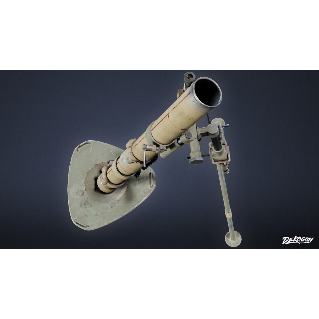 Mortar 3D Model – Low Poly Military Asset with PBR Textures, FBX - View 6
