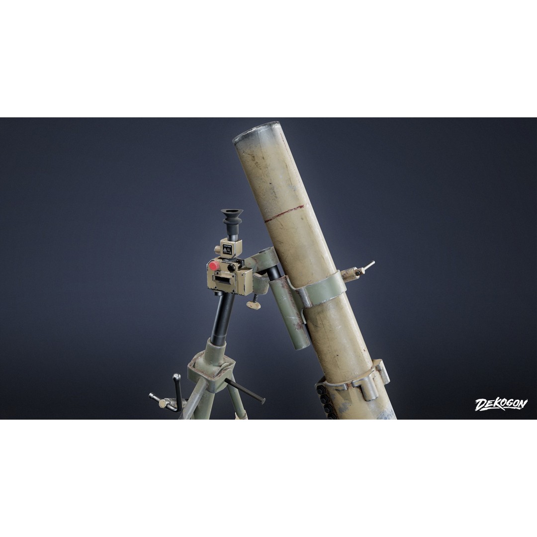 Mortar 3D Model – Low Poly Military Asset with PBR Textures, FBX - View 7