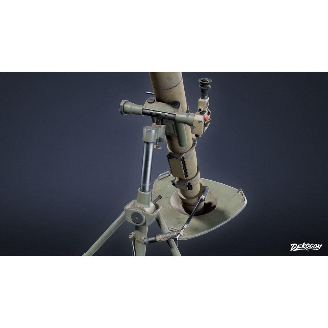 Mortar 3D Model – Low Poly Military Asset with PBR Textures, FBX - View 8
