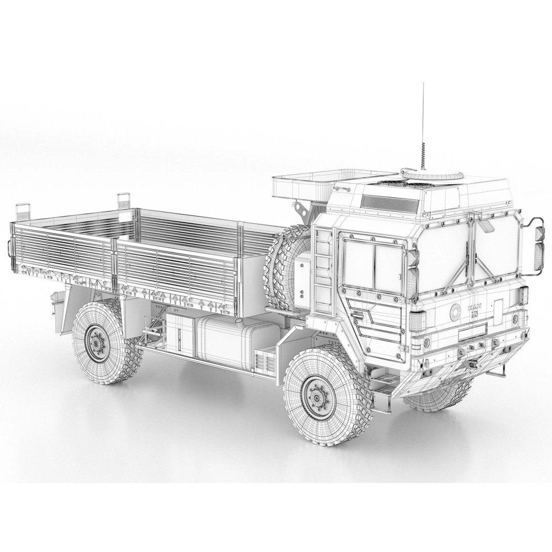 MAN HX60 4x4 Military Truck 3D Model – Game-Ready Asset, FBX, OBJ - View 22