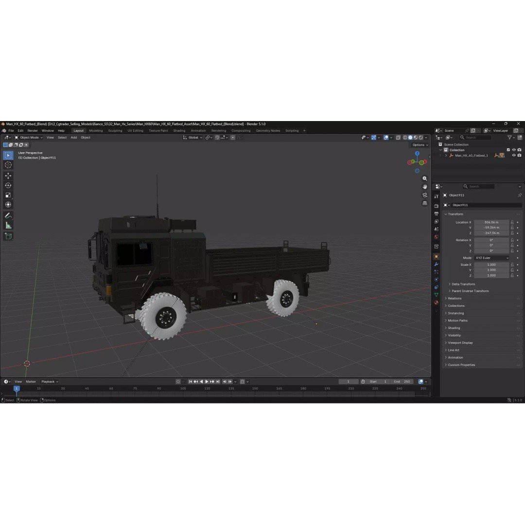 MAN HX60 4x4 Military Truck 3D Model – Game-Ready Asset, FBX, OBJ - View 29