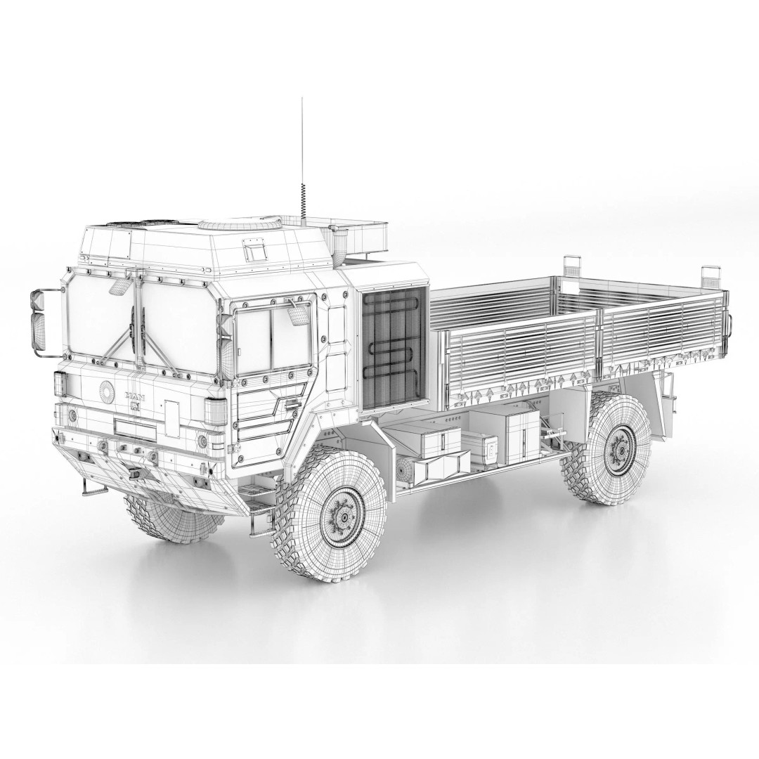MAN HX60 4x4 Military Truck 3D Model – Game-Ready Asset, FBX, OBJ - View 4