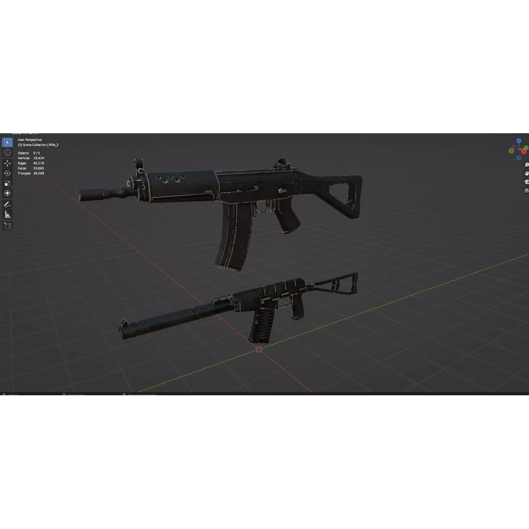 Low Poly Rifles 3D Model – Game Ready Textured Pack, FBX & OBJ - View 26