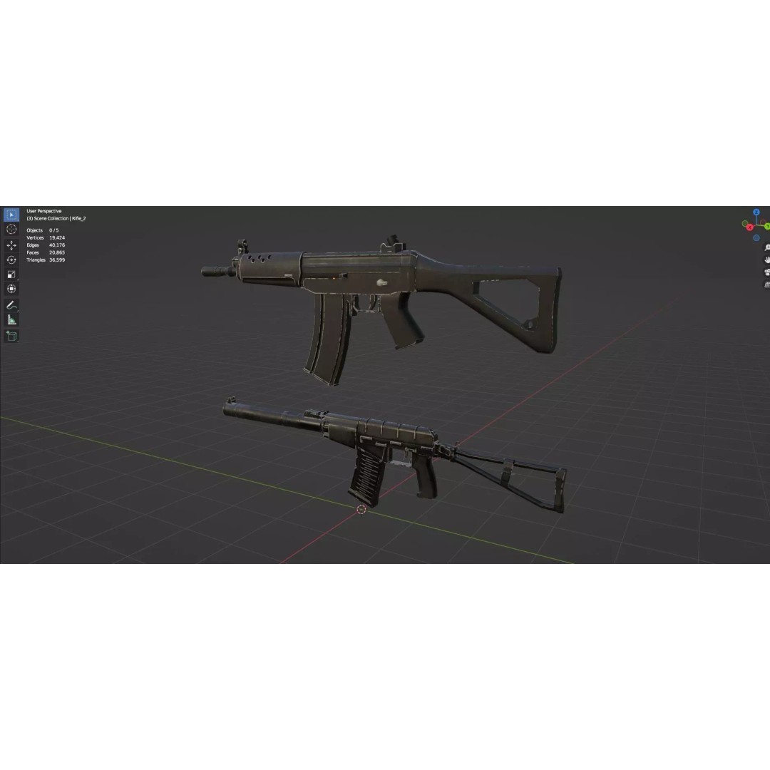 Low Poly Rifles 3D Model – Game Ready Textured Pack, FBX & OBJ - View 27