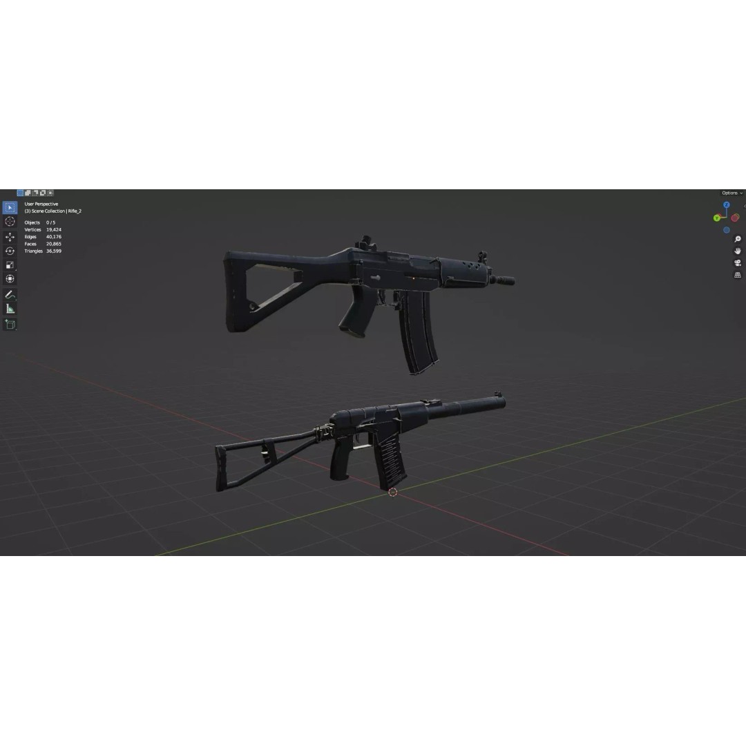 Low Poly Rifles 3D Model – Game Ready Textured Pack, FBX & OBJ - View 28