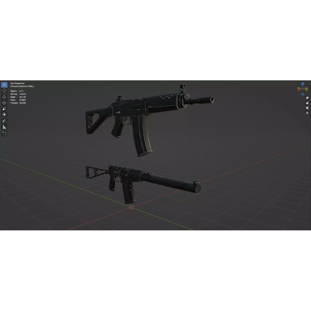 Low Poly Rifles 3D Model – Game Ready Textured Pack, FBX & OBJ - View 29
