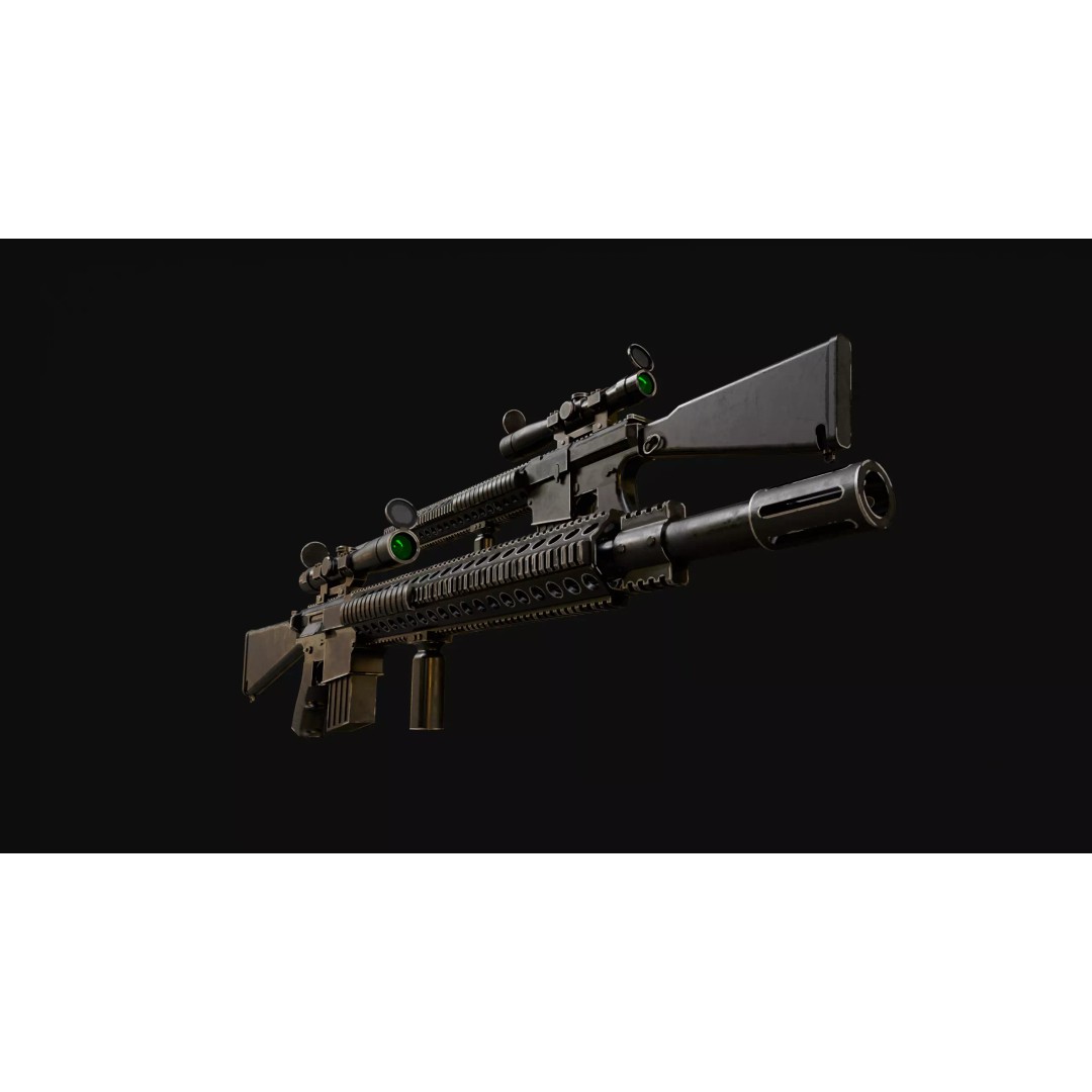 Low Poly Rifles 3D Model – Game Ready Textured Pack, FBX & OBJ - View 3