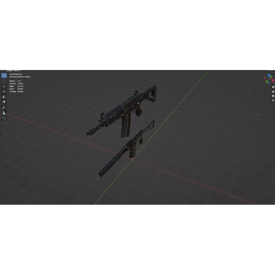 Low Poly Rifles 3D Model – Game Ready Textured Pack, FBX & OBJ - View 30