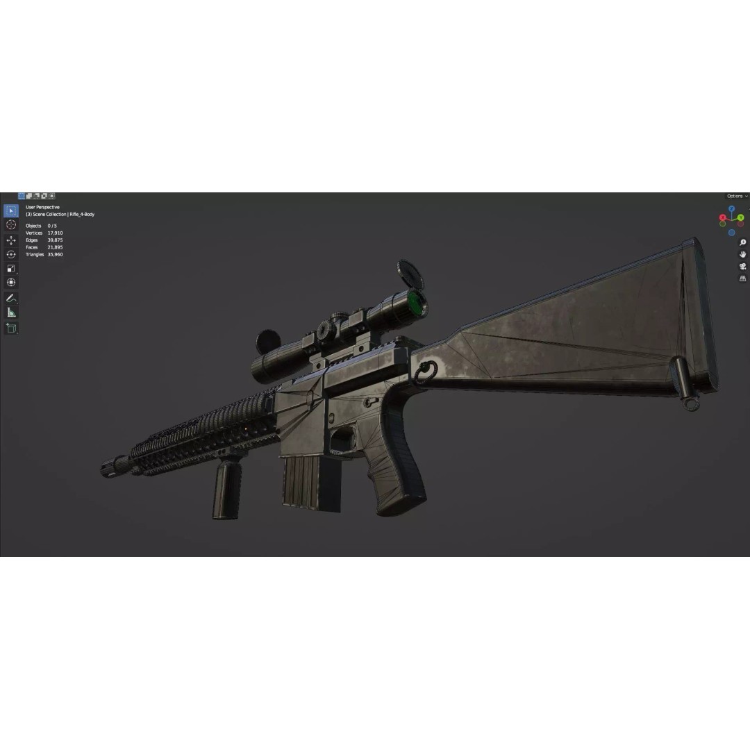 Low Poly Rifles 3D Model – Game Ready Textured Pack, FBX & OBJ - View 31