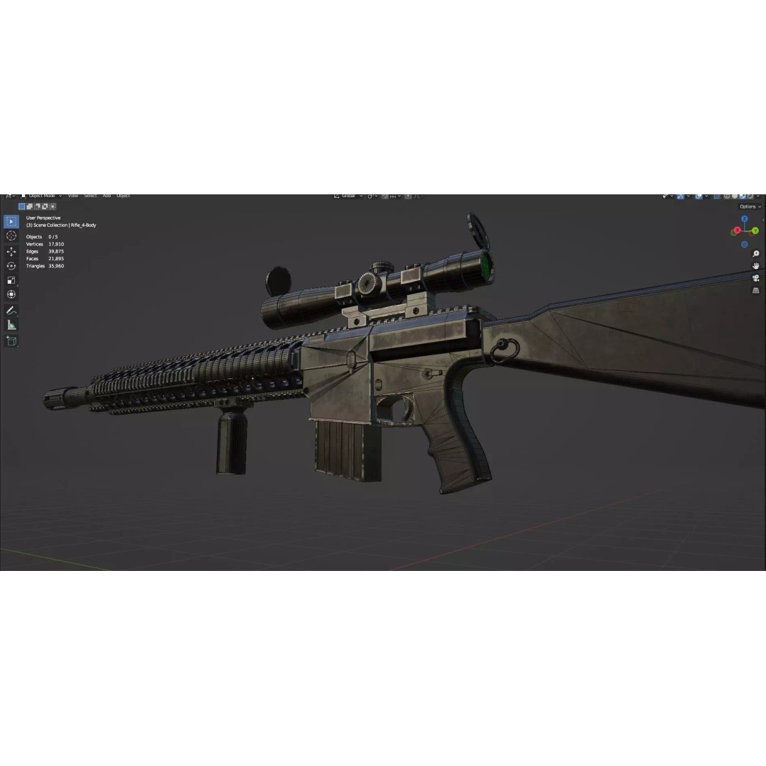 Low Poly Rifles 3D Model – Game Ready Textured Pack, FBX & OBJ - View 34