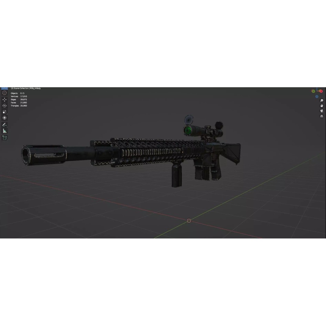 Low Poly Rifles 3D Model – Game Ready Textured Pack, FBX & OBJ - View 35