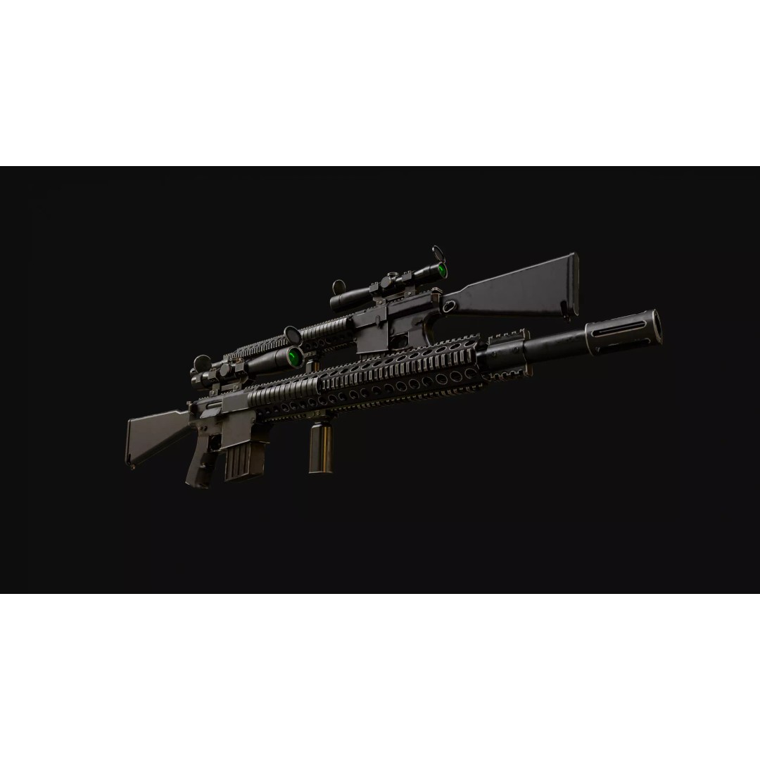 Low Poly Rifles 3D Model – Game Ready Textured Pack, FBX & OBJ - View 4