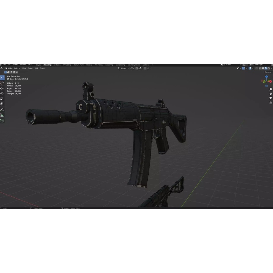 Low Poly Rifles 3D Model – Game Ready Textured Pack, FBX & OBJ - View 43