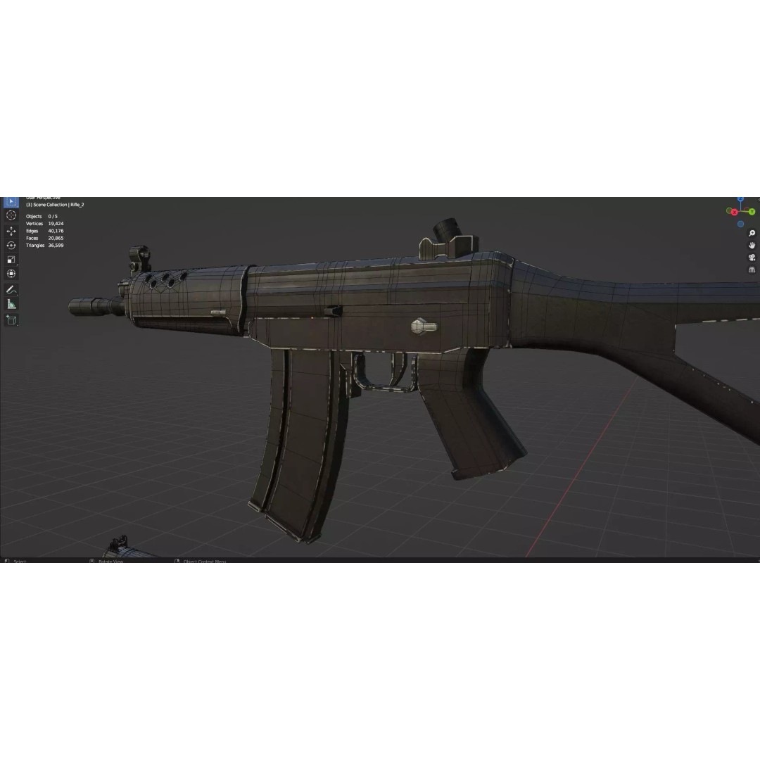 Low Poly Rifles 3D Model – Game Ready Textured Pack, FBX & OBJ - View 44