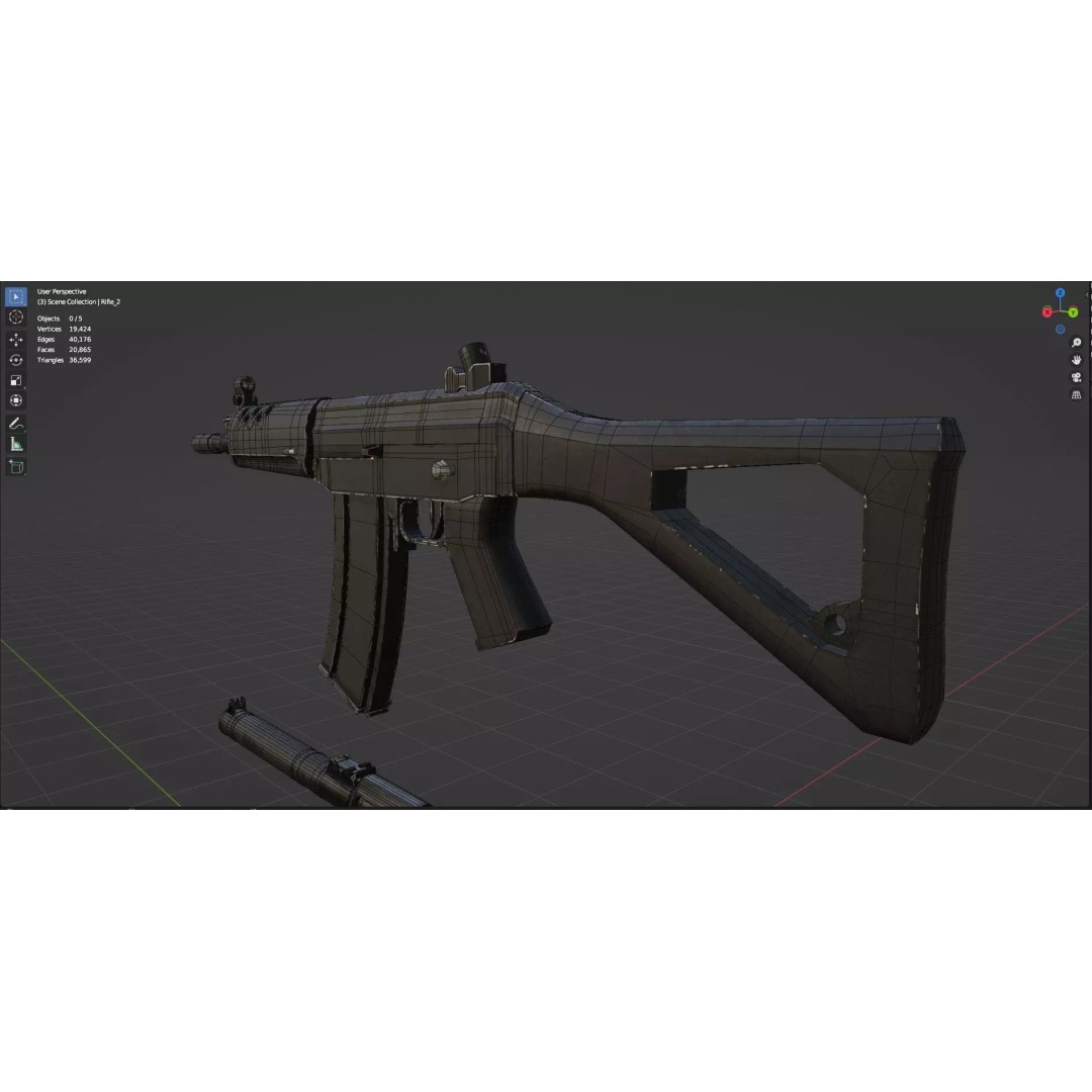 Low Poly Rifles 3D Model – Game Ready Textured Pack, FBX & OBJ - View 45