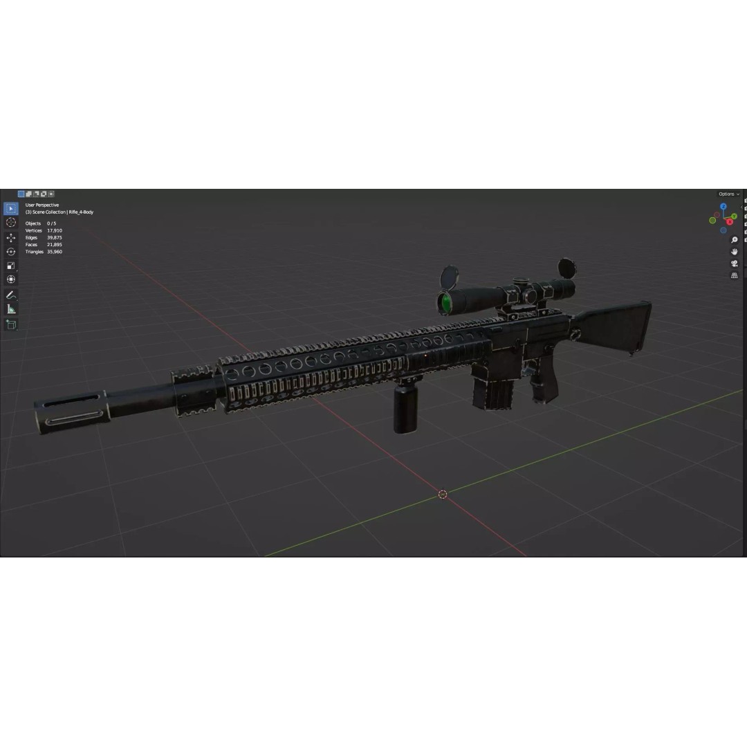 Low Poly Rifles 3D Model – Game Ready Textured Pack, FBX & OBJ - View 51
