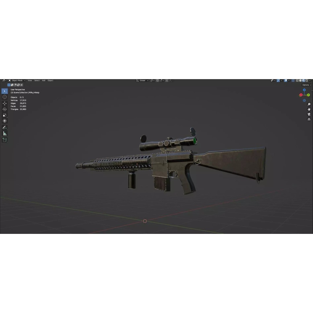 Low Poly Rifles 3D Model – Game Ready Textured Pack, FBX & OBJ - View 52