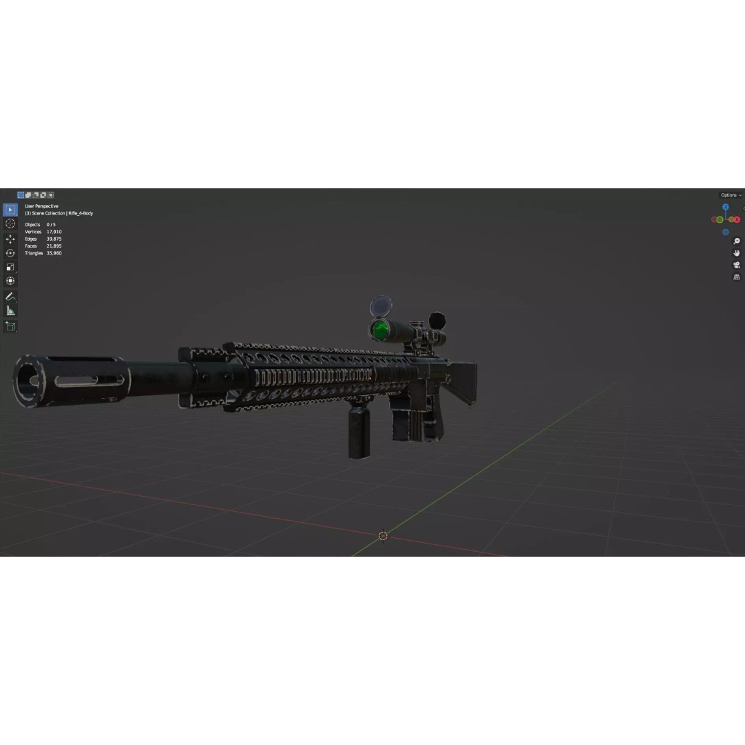 Low Poly Rifles 3D Model – Game Ready Textured Pack, FBX & OBJ - View 53