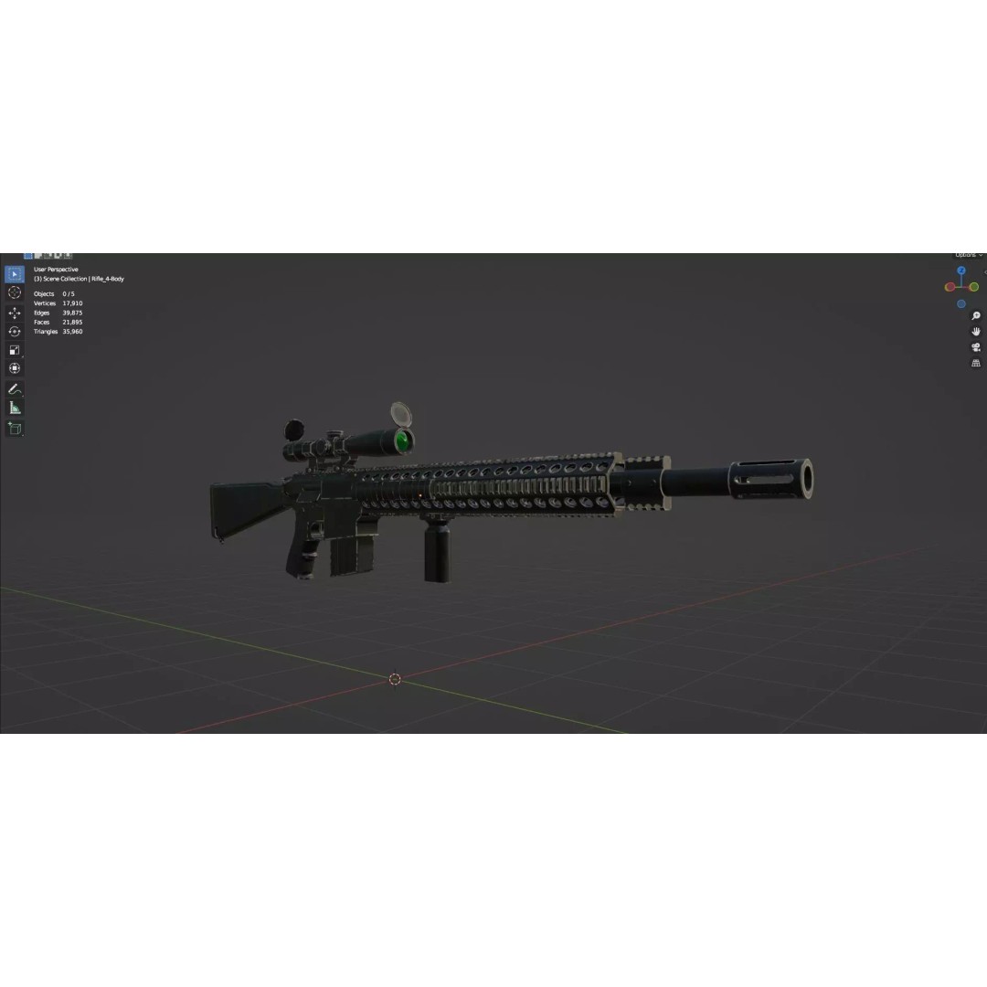 Low Poly Rifles 3D Model – Game Ready Textured Pack, FBX & OBJ - View 54