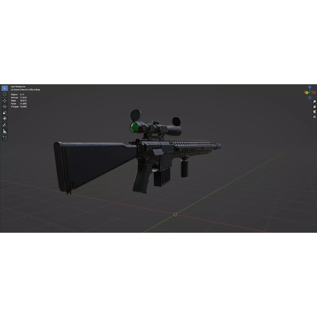 Low Poly Rifles 3D Model – Game Ready Textured Pack, FBX & OBJ - View 55
