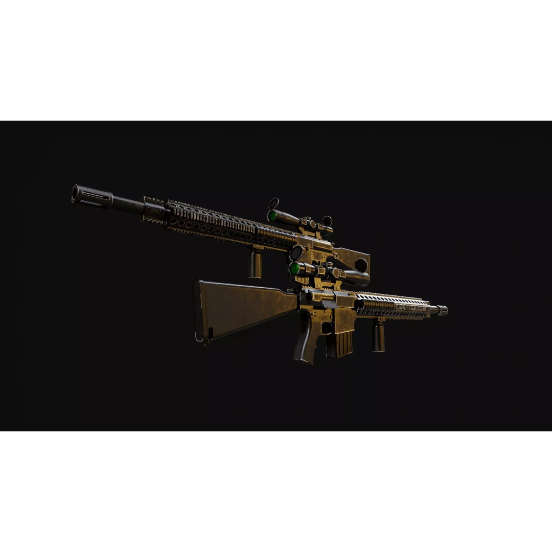 Low Poly Rifles 3D Model – Game Ready Textured Pack, FBX & OBJ - View 6