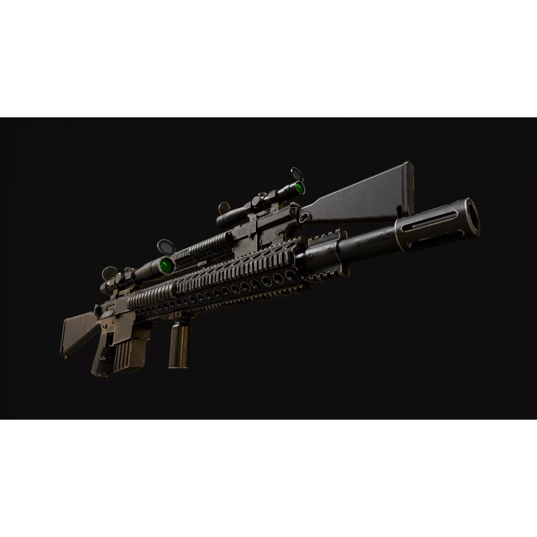 Low Poly Rifles 3D Model – Game Ready Textured Pack, FBX & OBJ - View 7