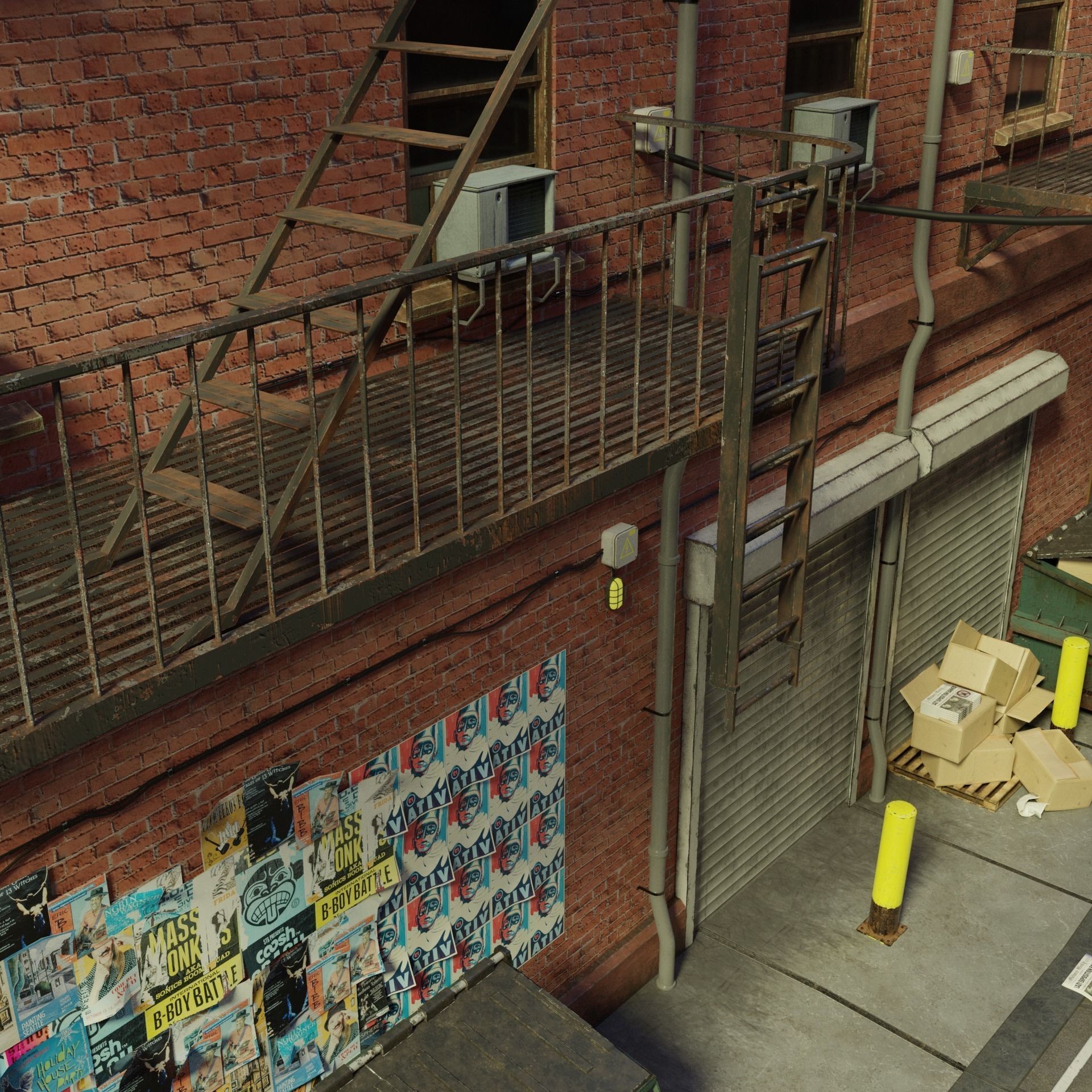 New York Alleyway Assets - Low-Poly 3D Model