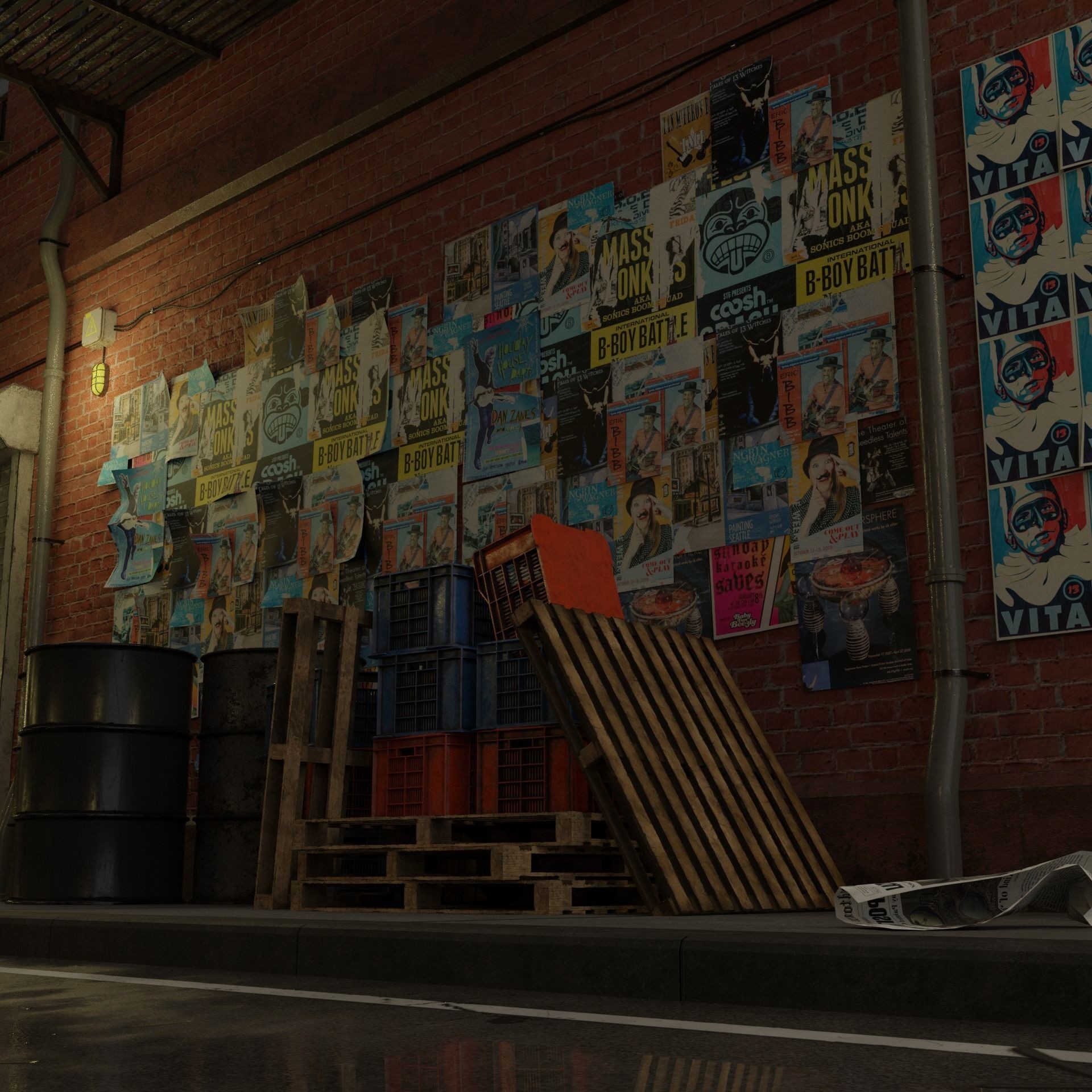 New York Alleyway Assets - Low-Poly 3D Model - View 10