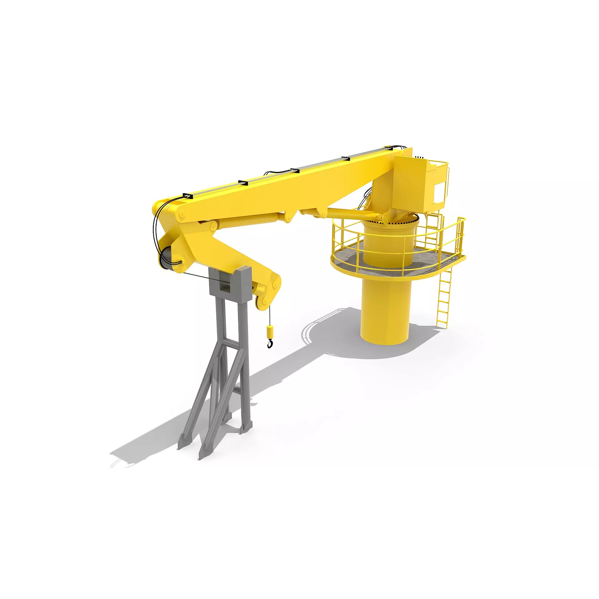 Ship Deck Crane 3T - PBR Game-Ready 3D Model - View 7