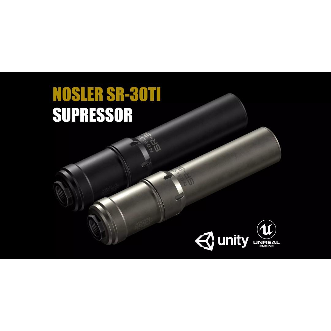 Nosler SR-30TI Suppressor 3D Model – Low Poly Game Asset, FBX - View 2