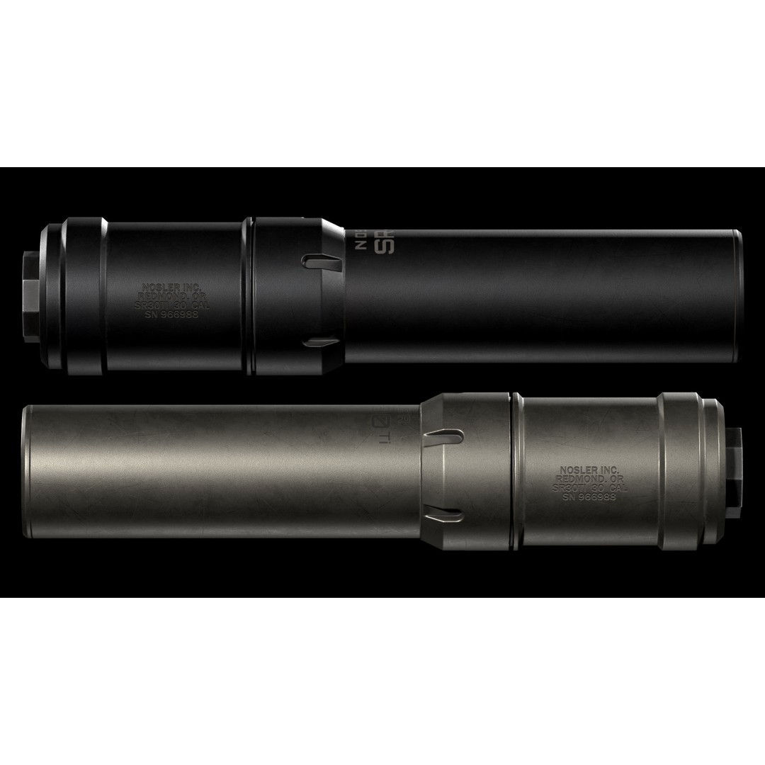 Nosler SR-30TI Suppressor 3D Model – Low Poly Game Asset, FBX - View 3