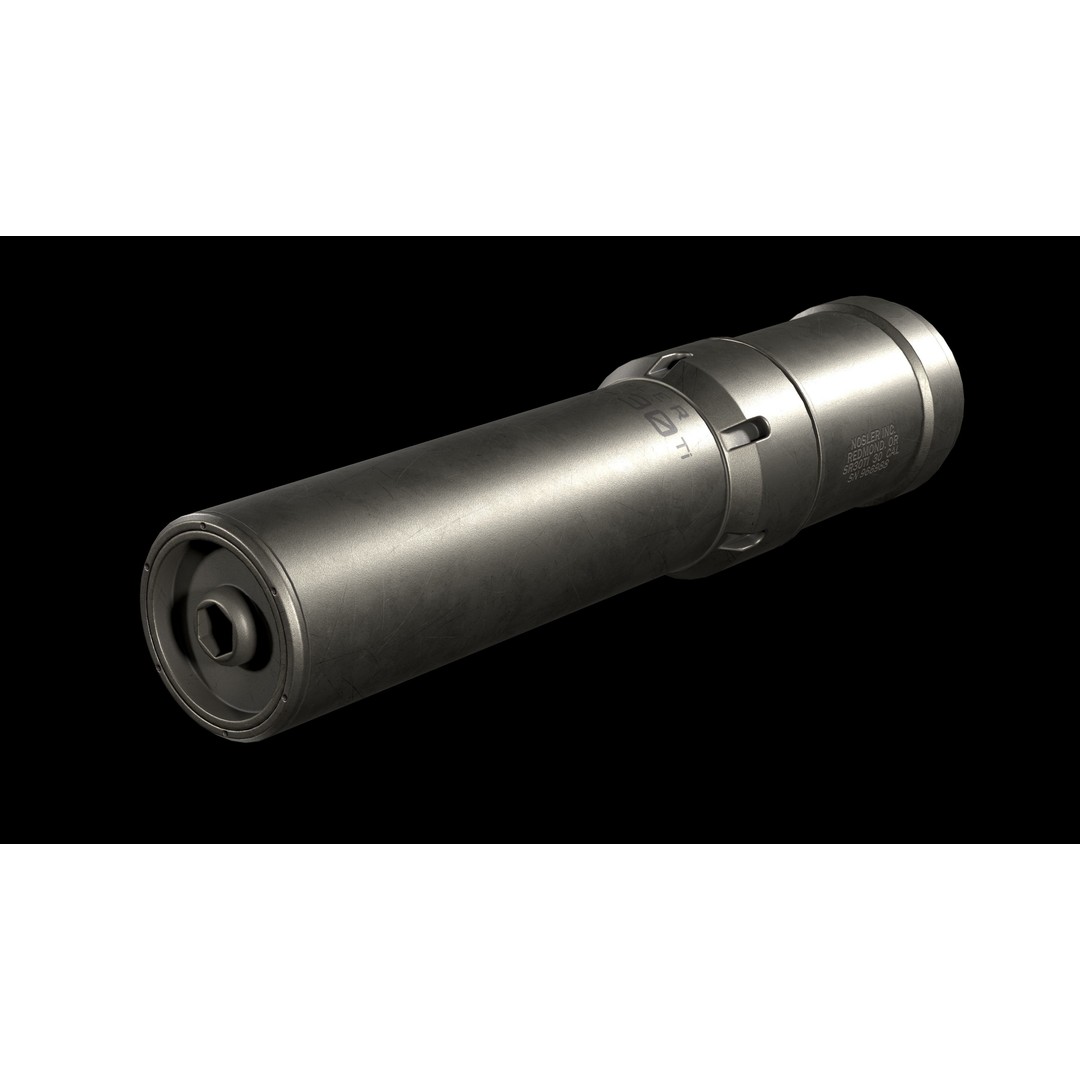 Nosler SR-30TI Suppressor 3D Model – Low Poly Game Asset, FBX - View 6