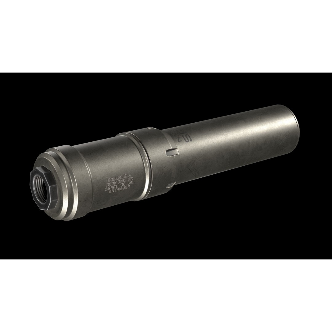 Nosler SR-30TI Suppressor 3D Model – Low Poly Game Asset, FBX - View 8