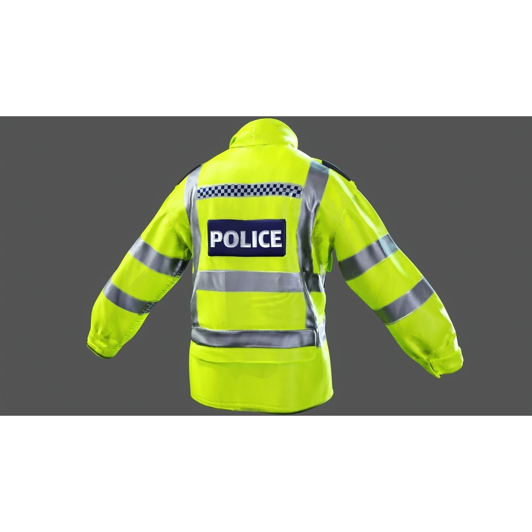 British Police High-Visibility Uniform 3D Model – Low Poly Game Asset, FBX - View 15
