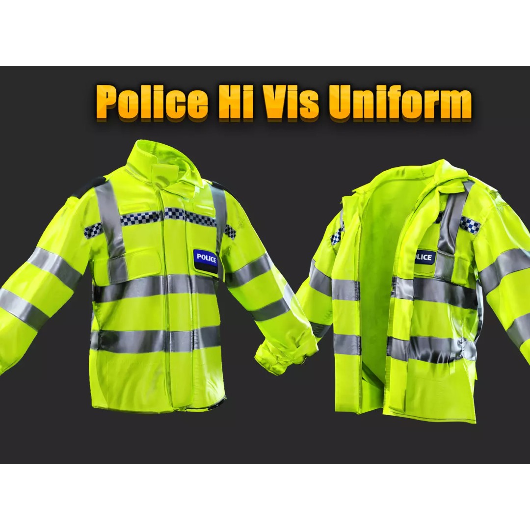 British Police High-Visibility Uniform 3D Model – Low Poly Game Asset, FBX - View 2