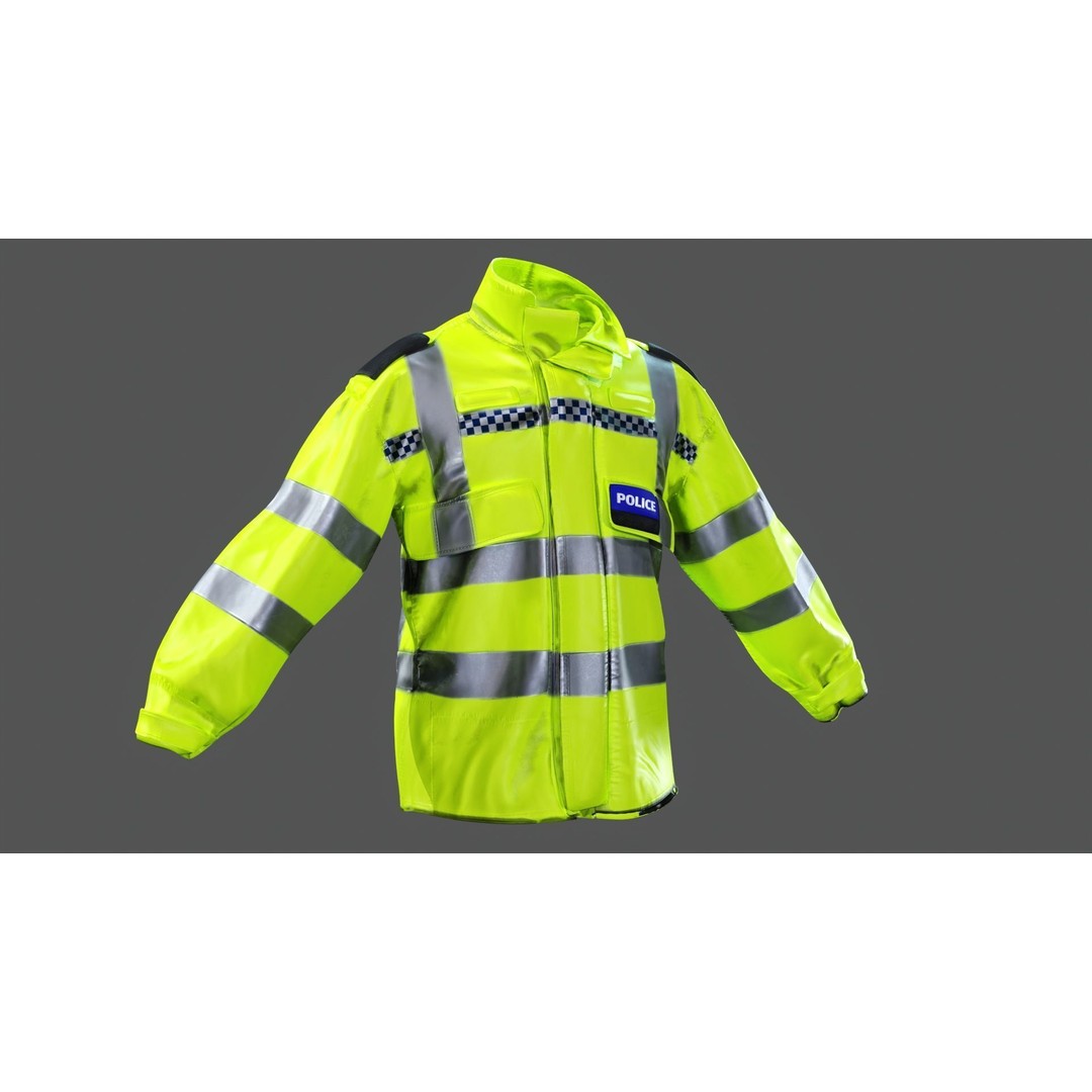 British Police High-Visibility Uniform 3D Model – Low Poly Game Asset, FBX - View 3