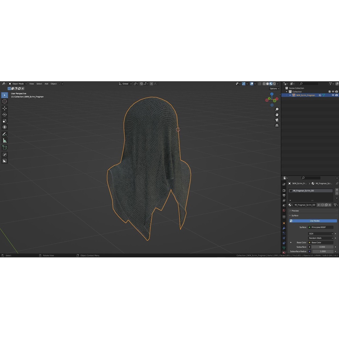 Military Frogman Scrim 3D Model – Low Poly Game-Ready Asset, FBX