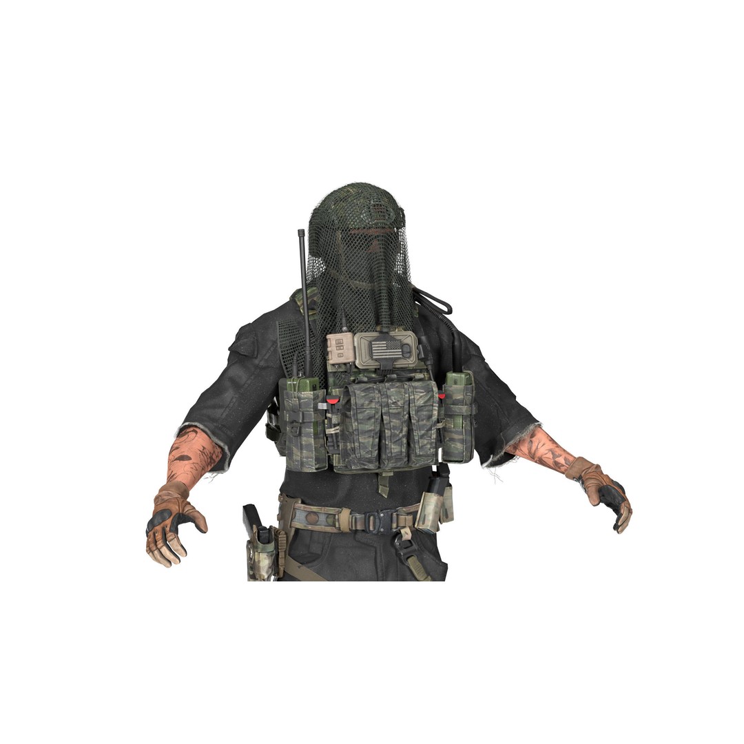 Military Frogman Scrim 3D Model – Low Poly Game-Ready Asset, FBX - View 4