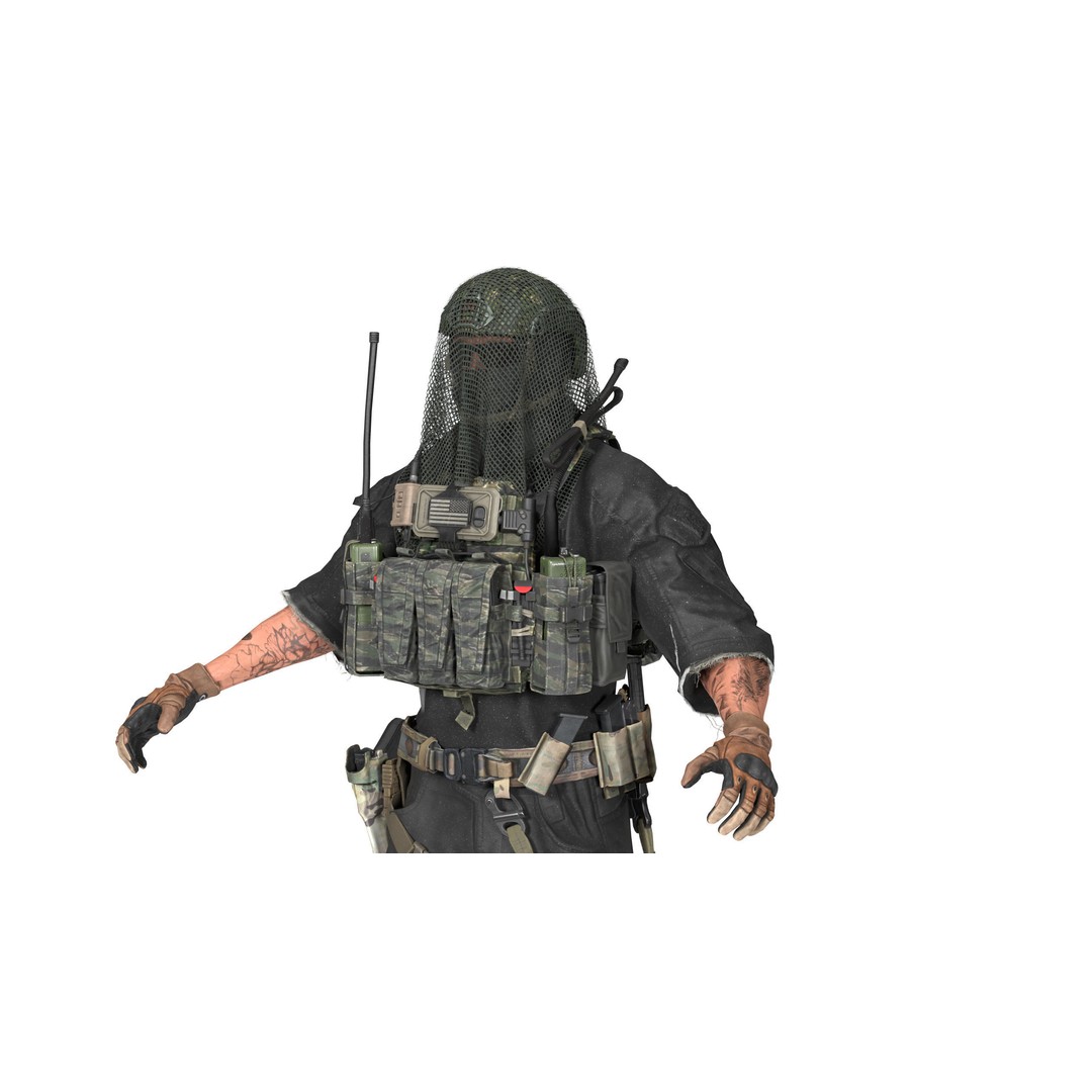 Military Frogman Scrim 3D Model – Low Poly Game-Ready Asset, FBX - View 6