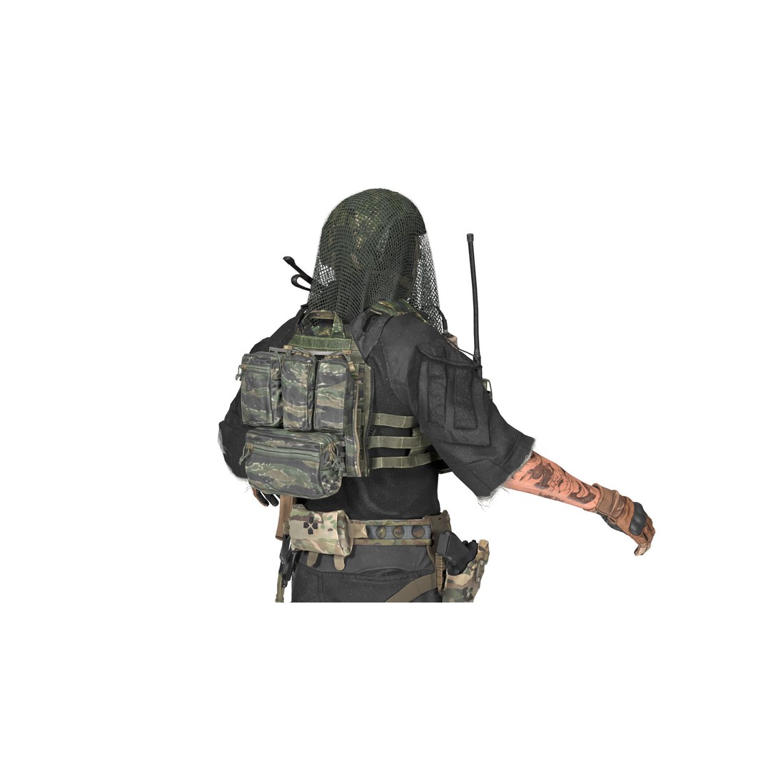 Military Frogman Scrim 3D Model – Low Poly Game-Ready Asset, FBX - View 8
